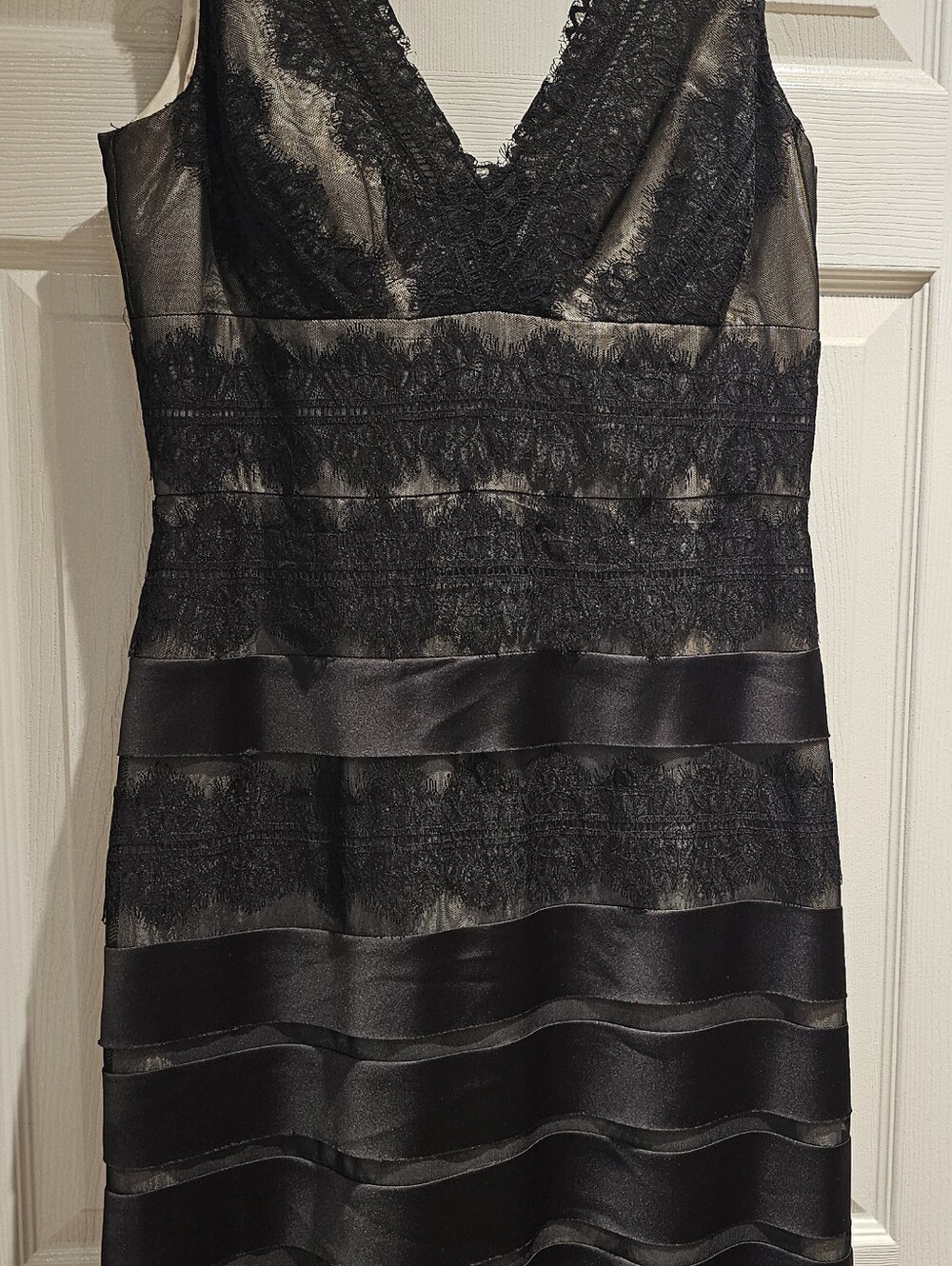 JS Collections Black Lace V-Neck Midi Dress